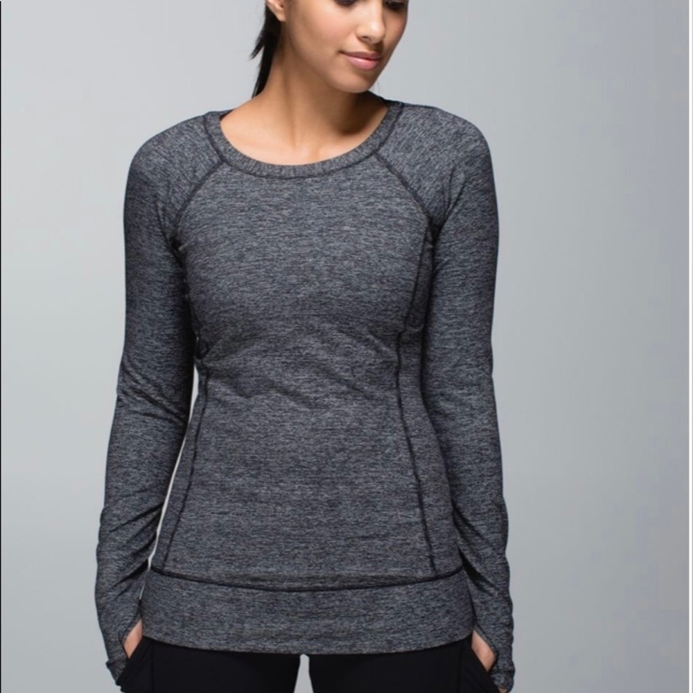 Lululemon Race Your Pace Long Sleeve in Wee Stripe Heathered Black - Size 6